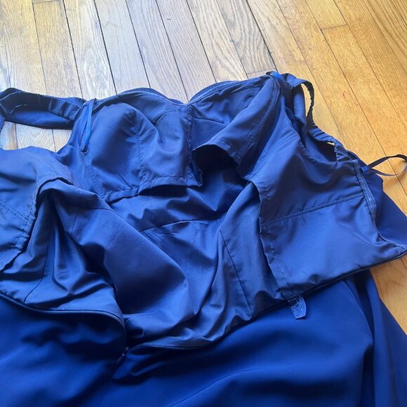 Aidan Mattox Size 14 Royal Blue Sweetheart Neck High Low Gown Cocktail Dress - Picture 16 of 16